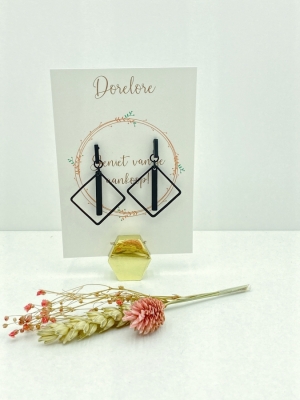 Boucle d'oreille ouverte en forme de losange avec barre plate courte