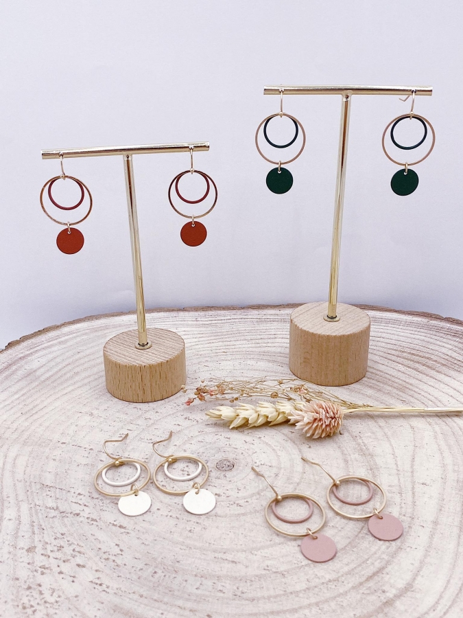 Boucles D'oreilles Anneaux Vintage En Bakélite Couleur Caramel - Découverte Décentrée, Occasion