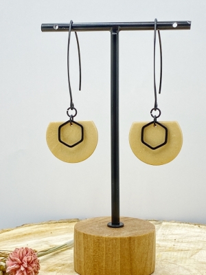 Boucle d'oreille Elips cercle coiffé avec hexagone ouvert