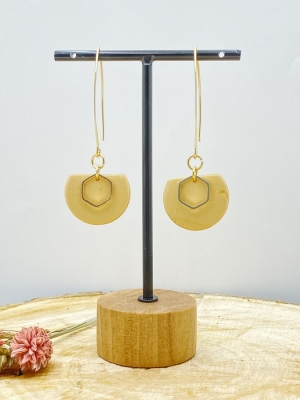 Boucle d'oreille Elips cercle coiffé avec hexagone ouvert